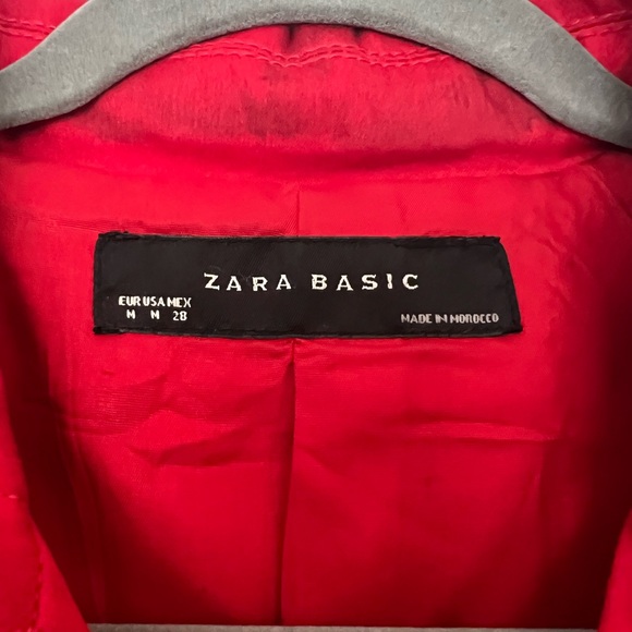 Red, double-breasted, mini-trench coat. ❤️ - Picture 3 of 6